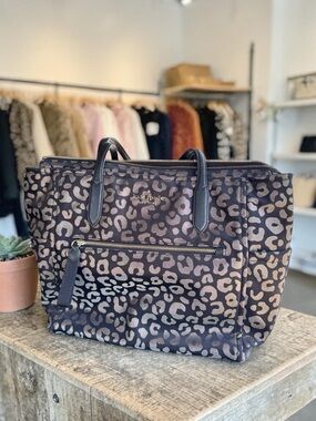 kate spade Leopard-Print Tote in Black and Gold